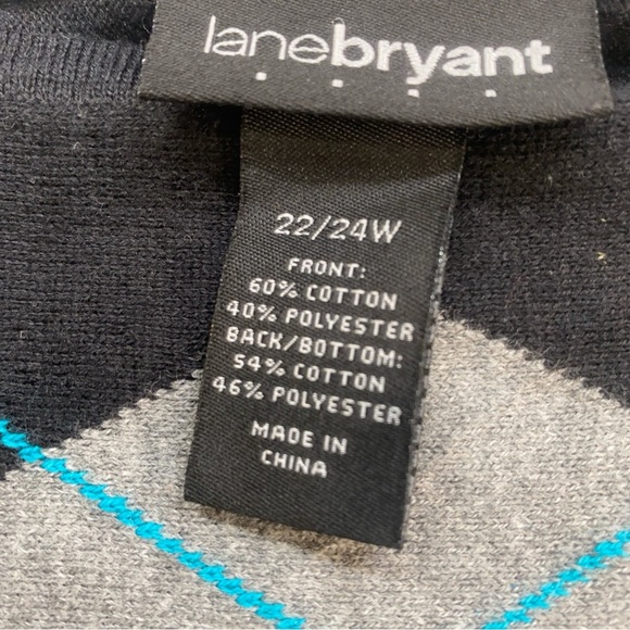 Y2K Preppy Lane Bryant Argyle Sweater 22/24W Batwing Dolman Sleeve Knit Top - Picture 6 of 7
